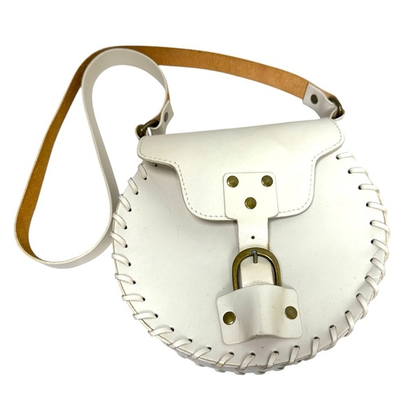 Ecote Handbags - Ecote White BraidedLeather Round Crossbody Western Bag